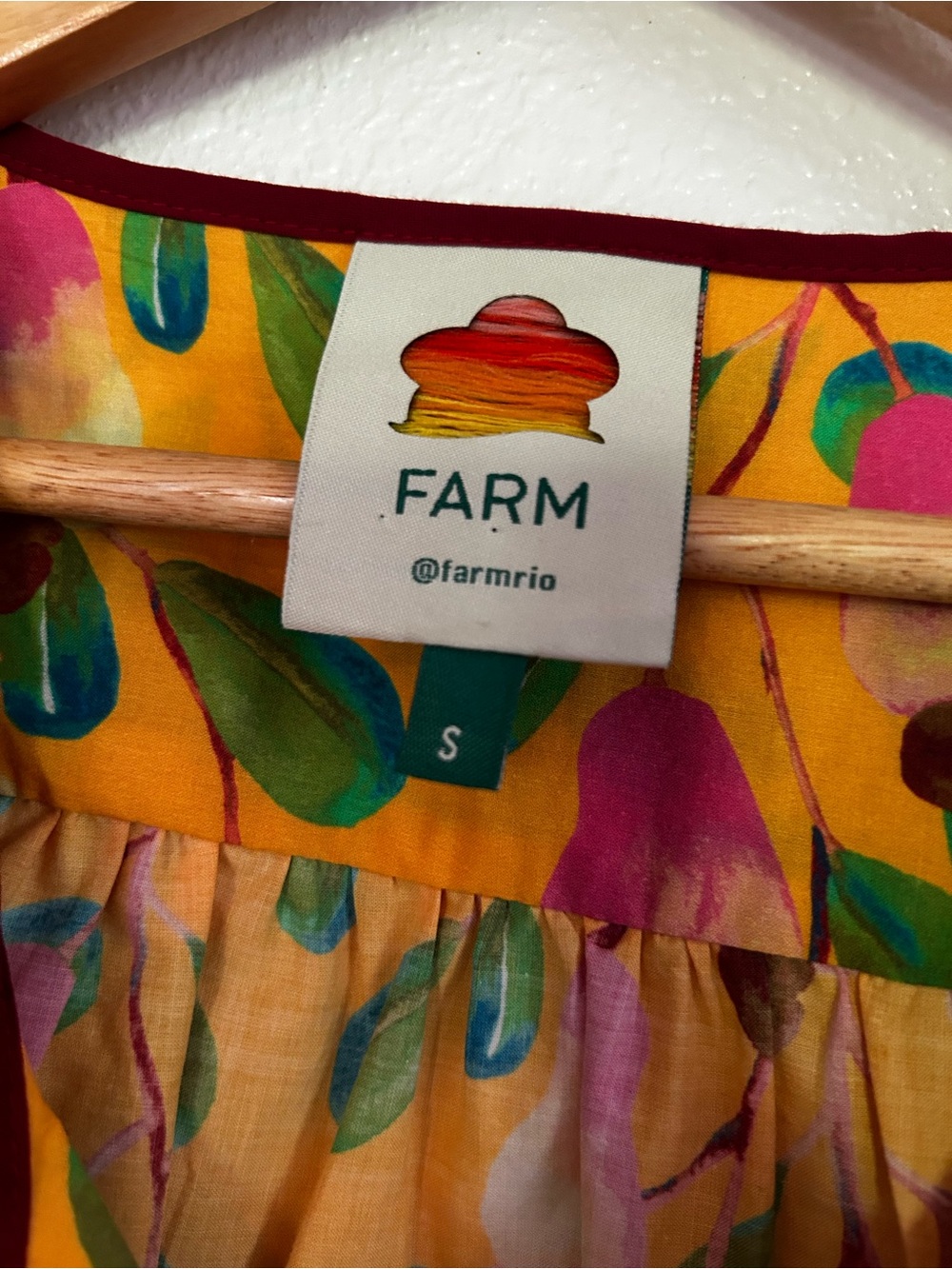 FARM Rio Mini Cashew Blouse Yellow Floral Boho Puff Sleeve Top - Picture 4 of 6